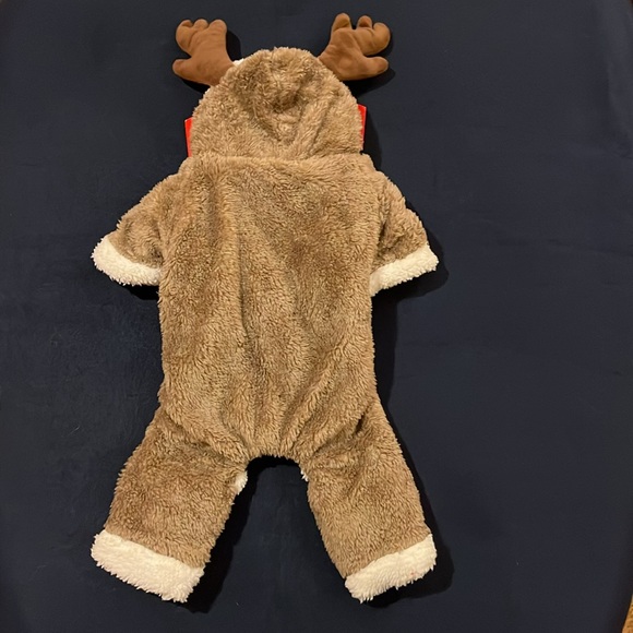 NWT Dog Reindeer costume / coat faux fur brown and white size M - Picture 2 of 8